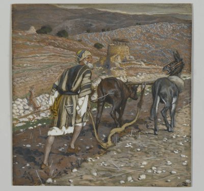 O homem no arado, ilustração da vida de nosso senhor Jesus Cristo (wc sobre grafite no papel) de James Jacques Joseph Tissot