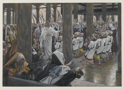 A Procissão no Templo, ilustração da Vida de Nosso Senhor Jesus Cristo, 1886-94 (wc sobre grafite sobre papel) de James Jacques Joseph Tissot