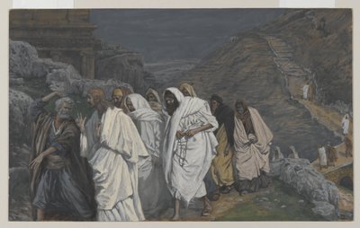 As Protestações de São Pedro, ilustração da Vida de Nosso Senhor Jesus Cristo, 1886-94 (wc sobre grafite sobre papel) de James Jacques Joseph Tissot