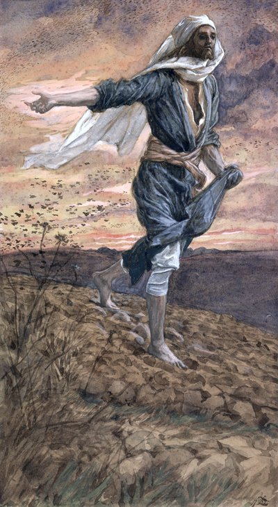 O Semeador, ilustração para A Vida de Cristo, c.1886-94 (wc e guache no cartão) de James Jacques Joseph Tissot