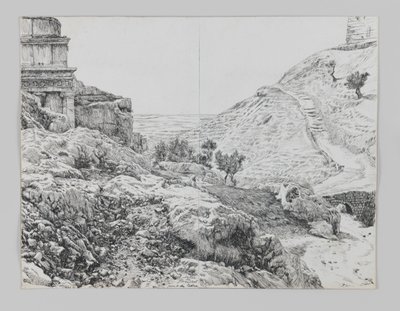 Túmulo de Absalão, Vale de Josafá, ilustração da vida de nosso Senhor Jesus Cristo de James Jacques Joseph Tissot