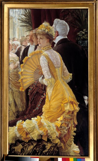 Vestido amarelo: casal elegante durante uma noite social Pintura de Jacques Joseph (Jacques-Joseph) Tissot dit James Tissot (1836-1902) 1878 Sun. 0,9x0,5 m Paris, musee d