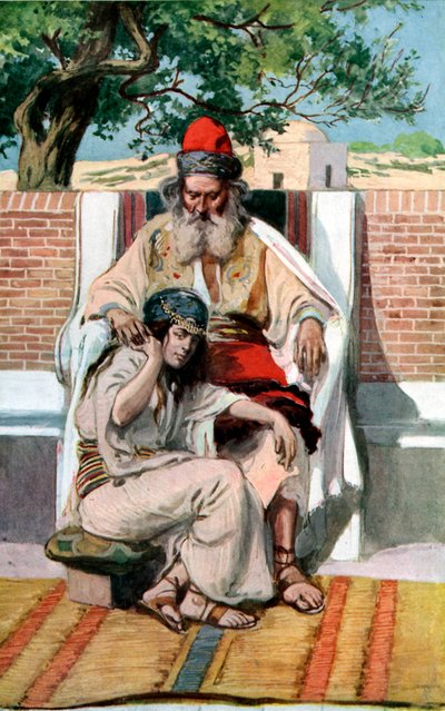 David e Abishag por J James Tissot - Bíblia de James Jacques Joseph after Tissot