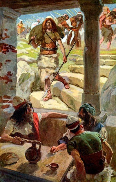 David retorna a Aquis por J James Tissot - Bíblia de James Jacques Joseph after Tissot