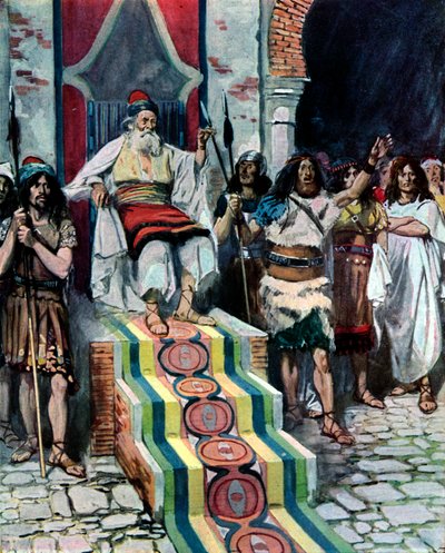 David vê o mensageiro chegar, por Tissot -Bible de James Jacques Joseph after Tissot