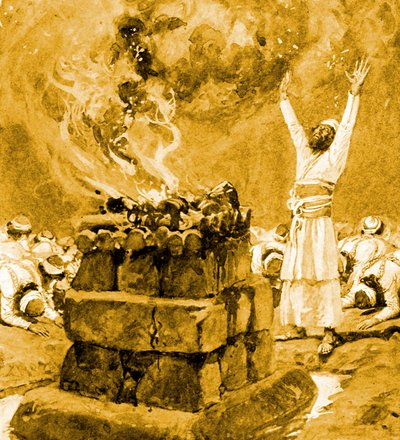 Fogo do Céu Consome o Sacrifício - Bíblia de James Jacques Joseph after Tissot