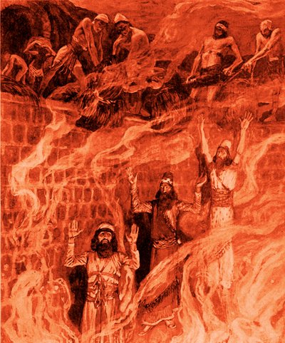 Na fornalha ardente de J James Tissot - Bíblia de James Jacques Joseph after Tissot