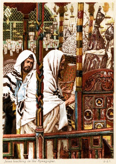 Jesus ensinando na sinagoga - São Mateus - Bíblia de James Jacques Joseph after Tissot