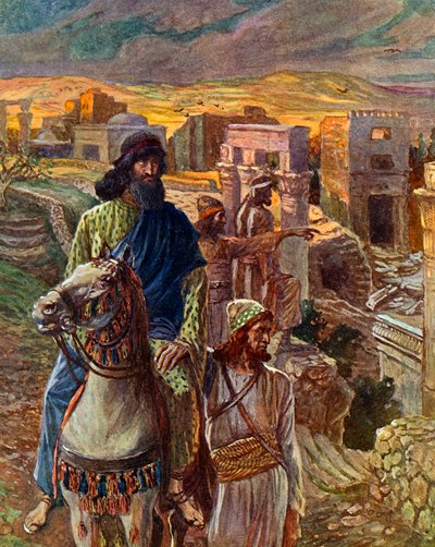 Neemias olha para as ruínas de Jerusalém - Bíblia de James Jacques Joseph after Tissot