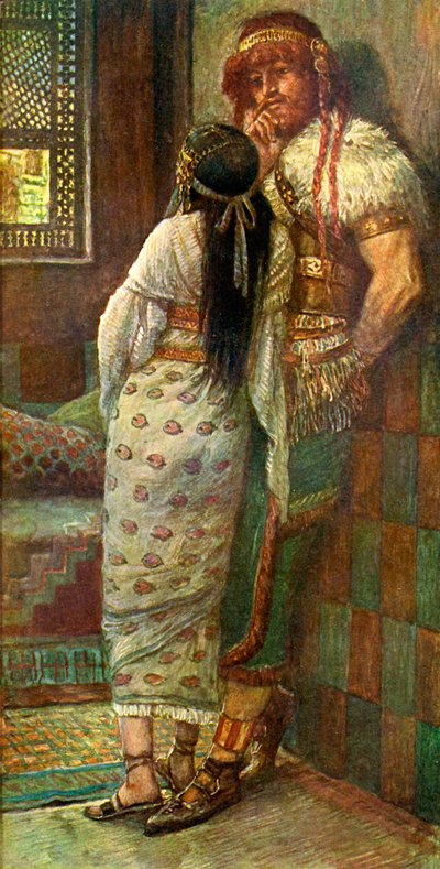 Sansão e sua esposa por J James Tissot - Bíblia de James Jacques Joseph after Tissot