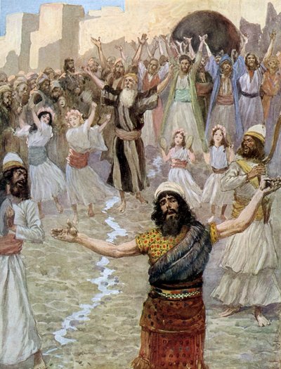 Saul profetiza com os profetas por Tissot -Bible de James Jacques Joseph after Tissot