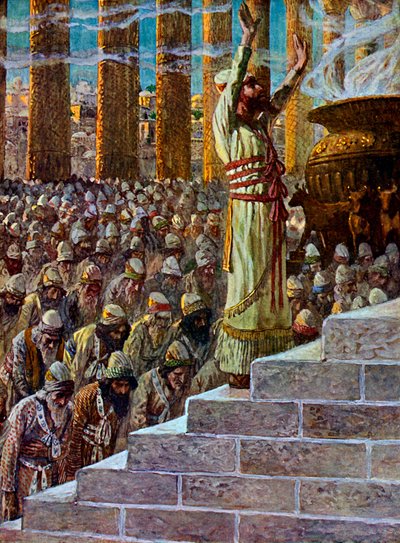 Salomão dedica o templo em Jerusalém - Bíblia de James Jacques Joseph after Tissot