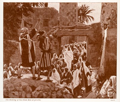 A cura de dois homens cegos em Jericó - Bíblia de James Jacques Joseph after Tissot