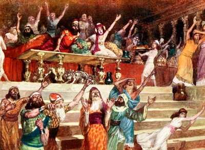 A escrita na parede por J James Tissot - Bíblia de James Jacques Joseph after Tissot