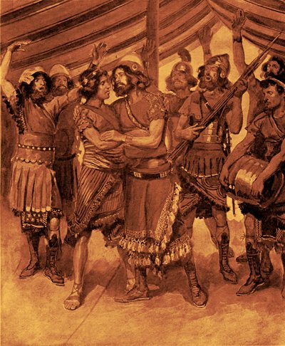 A amizade de Jonathan e David -Bible de James Jacques Joseph after Tissot