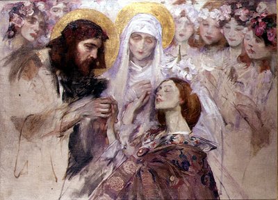 Cristo Abençoa uma Jovem Mulher (óleo sobre tela) de James Jebusa Shannon
