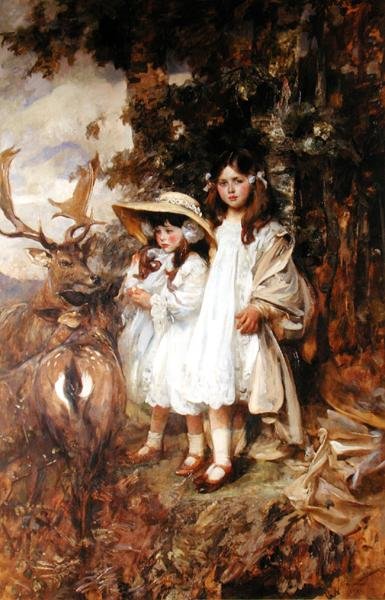 Irene e Frida Mond (óleo sobre tela) de James Jebusa Shannon