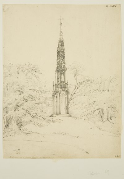 Bristol High Cross em Stourhead Gardens, 25 de Maio de 1819 (lápis sobre papel) de James Johnson