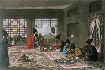 Um pequeno-almoço persa de `A Second Journey through Persia 1810-16