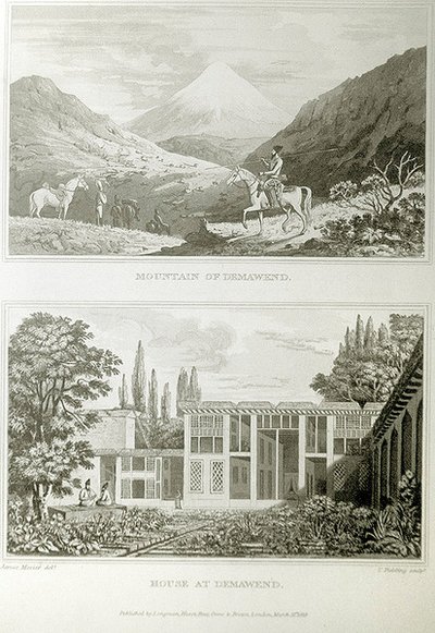 Montanha e casa em Demavend, 1818 de James Justinian Morier