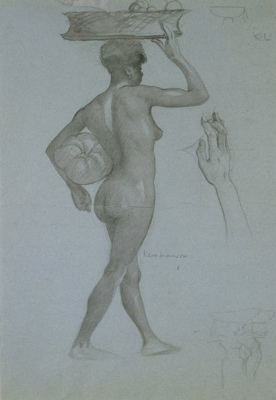 Pessoa negra com uma Abóbora (carvão vegetal sobre papel) de James Kerr Lawson