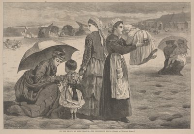 Na praia de Long Branch - A Hora das Crianças, 1874 de James L. Langridge