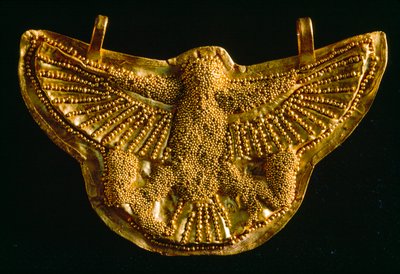 Pendente de falcão dourado do Museu de Arqueologia Subaquática de Bodrum. Bodrum, Turquia. de James L Stanfield
