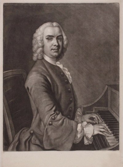 Retrato do organista e compositor John Stanley 1712-1786. de James MacArdell