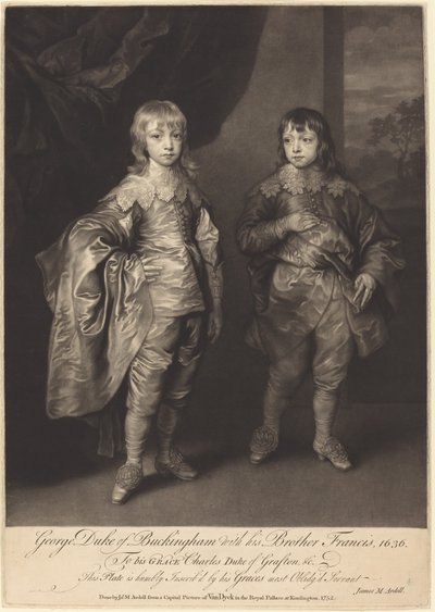 George Duke of Buckingham com seu irmão Francis de James MacArdell after Sir Anthony van Dyck