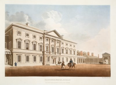 Leinster House, Dublin, 1792 (gravura colorida à mão) de James Malton