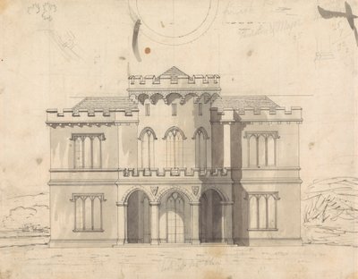 Desenho preparatório para Desenho 10, Placa 7 para Uma Colecção de Desenhos para Retiros Rurais de James Malton