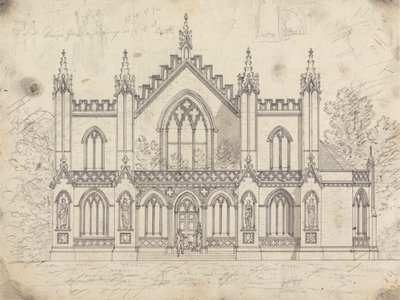 Desenho preparatório para Desenho 14, Placa 11 para Uma Colecção de Desenhos para Retiros Rurais de James Malton