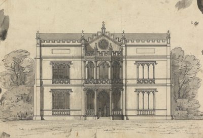 Desenho preparatório para Desenho 21, Placa 19 de Uma Colecção de Desenhos para Retiros Rurais de James Malton