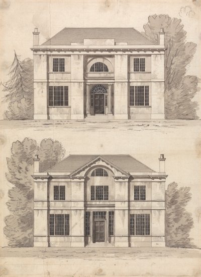 Desenho preparatório dos Desenhos 5 e 6, Placa 3 de Uma Colecção de Desenhos para Retiros Rurais de James Malton