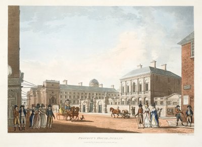 Casa do Reitor, Dublin, 1794 (gravura colorida à mão) de James Malton
