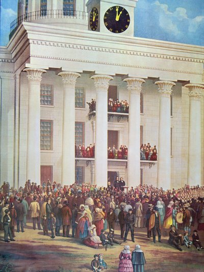 Inauguração de Jefferson Davis na Casa do Senado, Montgomery, Alabama de James Massolon