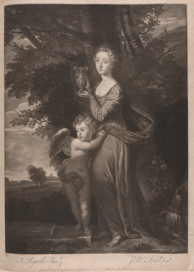 Miss Gravile (Frances Anne Greville e o seu irmão como "Hebe e Cupido") de James McArdell