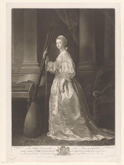 Portret de Mary Coke The Right Honorable Lady Mary Campbell (...) (título no objeto) de James McArdell