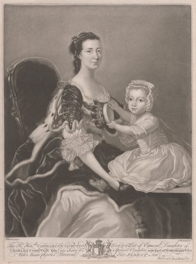 A Honorável Catherine Compton..., Condessa de Egmont..., com o Mestre Charles Perceval, seu Filho Mais Ancião de James McArdell