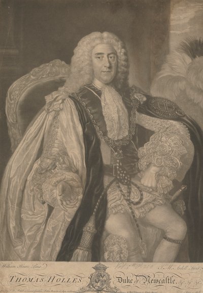 Thomas Pelham-Holles, 1º Duque de Newcastle sobre Tyne e 1º Duque de Newcastle sob Lyme de James McArdell