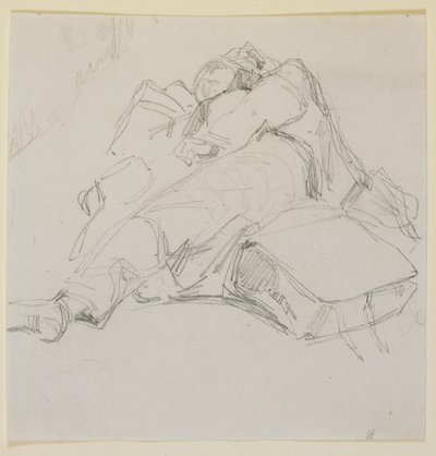 Um homem dormindo em uma pilha de bagagem de James Abbott McNeill Whistler