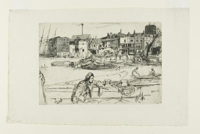 Black Lion Wharf, de uma série de dezesseis gravuras de cenas no Tamisa (o "Conjunto do Tamisa") de James Abbott McNeill Whistler