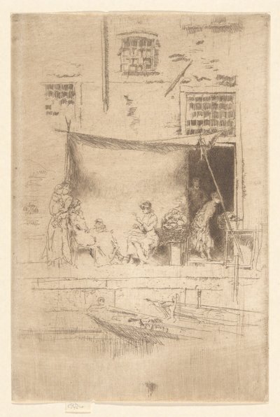 Fruit Stall, do Conjunto da Segunda Veneza ( Um Conjunto de Vinte e Seis Talhadas) de James Abbott McNeill Whistler