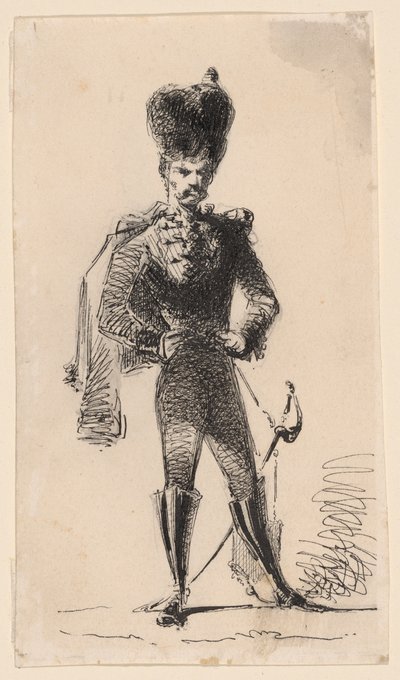 Hussardo (reto) Homem com cartola e cabeça enfaixada (verso) de James Abbott McNeill Whistler