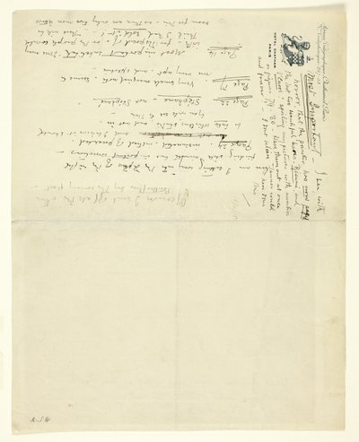 Carta a William Heinemann com correções para Eden versus Whistler: The Baronet and the Butterfly. Um Valentim com um veredicto de James Abbott McNeill Whistler