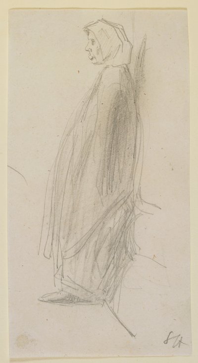 Esboço de perfil de uma velha em pé de James Abbott McNeill Whistler