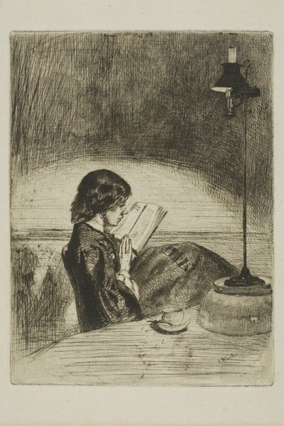 Leitura à luz da lâmpada de James Abbott McNeill Whistler