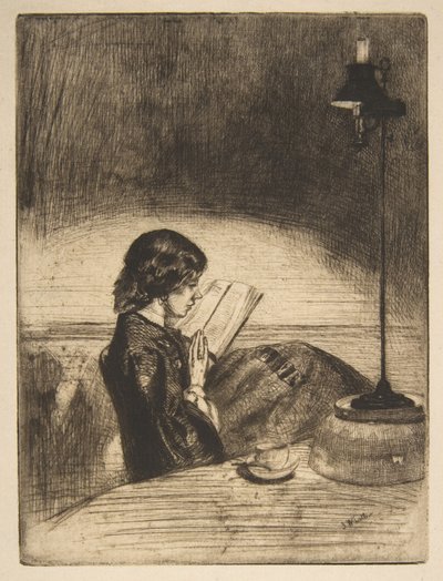 Leitura à luz de uma lâmpada de James McNeill Whistler
