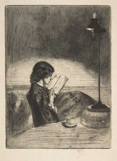 Leitura à luz da lâmpada de James McNeill Whistler