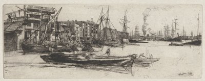Armazém do Tamisa, do Conjunto do Tamisa (uma série de dezesseis gravuras de cenas no Tamisa e outros assuntos) de James Abbott McNeill Whistler
